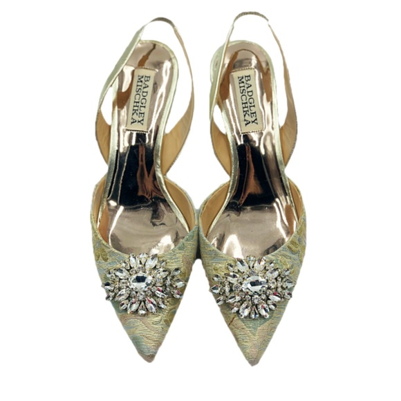 Badgley Mischka | Salena Slingback Kitten Pumps - Picture 1 of 7